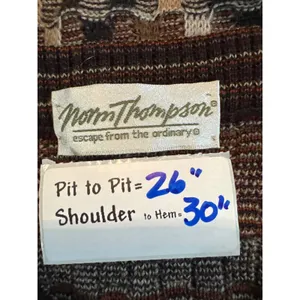 Norm Thompson Mens Geometric Knit Crewneck Sweater Brown Tan Burgundy XL 6244 thumbnail 4