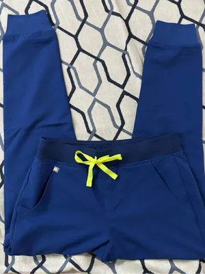 Figs electric blue with neon green drawstring Zamora Joggers size Small- NWOT thumbnail 2