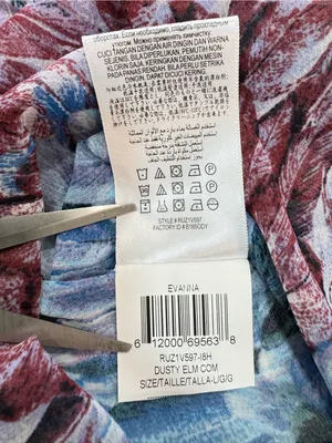 BCBGMAXAZRIA Feather Print Sheer Peasant Blouse Blue Purple Tie Neck Size L thumbnail 12