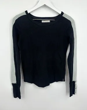 We The Free Tasha Black Thermal Long Sleeve Shirt Size Small Boho thumbnail 1