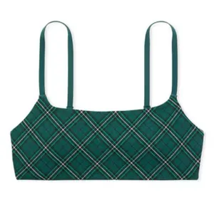 Victoria’s Secret PINK Women’s Strappy Tartan Plaid Green Sports Bra Medium thumbnail 1