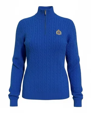 Vintage Y2K Ralph Lauren Gold Emblem Mockneck cable Knit Sweater size L thumbnail 1