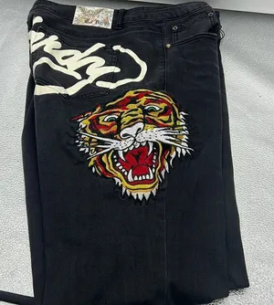 Ed Hardy faded black slim flare tiger jeans size 34 thumbnail 1