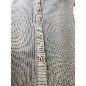 French Connection Womens Olive Green Ribbed Button Front Sweater Dress Small NEW thumbnail 4
