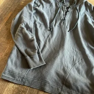 Aerie oversized hooded pull over dark wash gray thumbnail 2