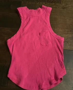 FP Movement Fuchsia Sleeveless Halter Mock Neck Ribbed Large. MSRP $38 thumbnail 1