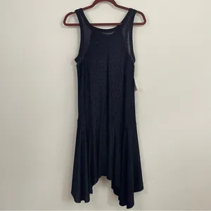 Free‎ People Fairy Goth Swing Black Polka Dots Asymmetrical Dress NWT Size S thumbnail 3