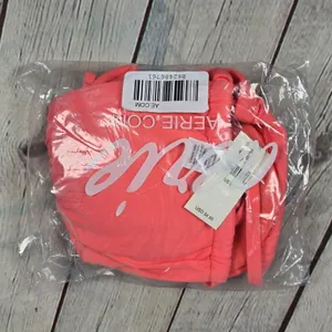 Aerie Bandeau Bikini Top Coral‎ Pink Ruched Tie Front Adjustable Straps Size S thumbnail 6