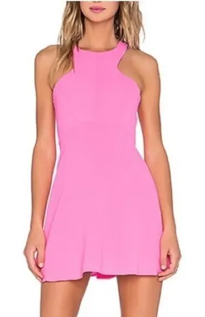 NBD Revolve Believe‎ Me Dres high neck cut out mini neon pink halter small thumbnail 1
