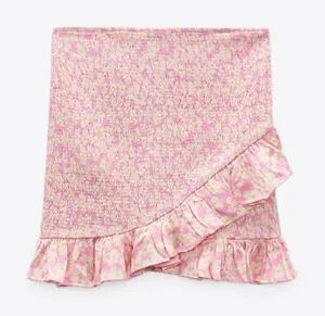 Zara Pink Floral Print Mini Skirt NWT XS thumbnail 1