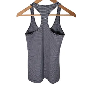 Lululemon Navy Blue Gingham Racerback Tank Top Slim Fit Athletic Scoop Neck thumbnail 4