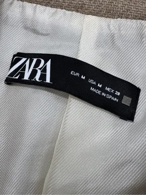 Zara Made in Spain Structured Longline Blazer Coat Beige Tan NWOT Size M thumbnail 8