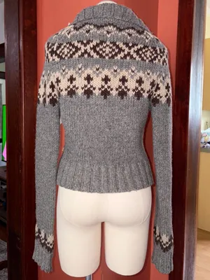 Abercrombie Vintage Y2K Gray Nordic-Pattern Women’s Knit Sweater Jacket thumbnail 3