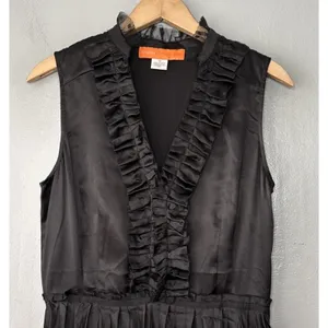 Cynthia Steffe Silk Dress Size 10 Black Sleeveless Ruffled Gothic Dark Romantic thumbnail 3