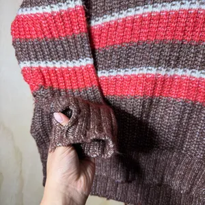 OFFLINE by Aerie Striped Ribbed Knit Crewneck Sweater Women’s Size M Chunky Cozy thumbnail 2