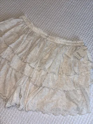 NEW! Free People free-est MILA Neutral Cream Tiered Ruffle Skort Mini Skirt L thumbnail 2