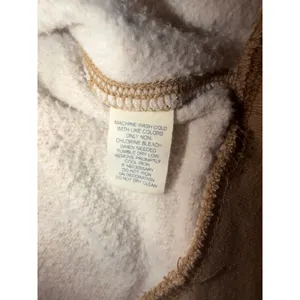 American Eagle V Neck Hoodie Large Tan Heathered Fleece Pullover Boho Y2K Coasta thumbnail 5