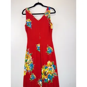 NWT LRL Ralph Lauren Womens Dress Red Floral Jersey Maxi V Neck Sundress Size 10 thumbnail 8