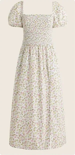 J.‎ Crew Short-Sleeve Smocked Dress in Meadow Floral Size Medium thumbnail 1