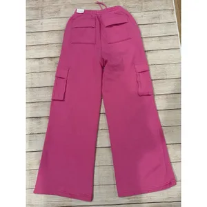 Bright pink Victoria's Secret PINK Campus Fleece wide-leg cargo sweatpants Small thumbnail 2