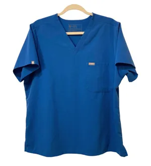 FIGS Women's Catarina Classic V-Neck One-Pocket Scrub Top in Royal Blue Size XL thumbnail 1