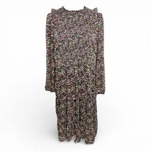 DRAPER JAMES RSVP Dark Green Chiffon‎ Floral Smocked Long-Sleeve Midi Dress, XXL thumbnail 2