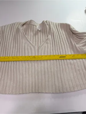 H&M Cream Ribbed V-Neck Sweater thumbnail 5