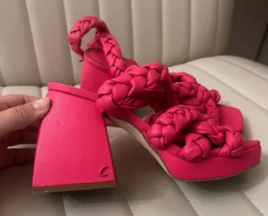 Circus by Sam Edelman Chunky Hot Pink Rope Heels Thick Platform Heel Barbie heels birthday chunky heels Valentine’s Day shabby chic thumbnail 6