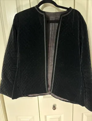 Women's Vintage Joseph‎ Picone Quilted Black Velvet Jacket Sz Large thumbnail 1