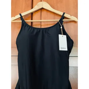 Quince Italian Cami One Piece Swimsuit Black Size Large NEW thumbnail 3