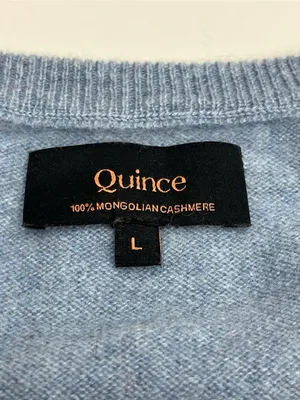 Quince 100% Mongolian Cashmere Crewneck Sweater Faded Denim Blue Womens Large thumbnail 2