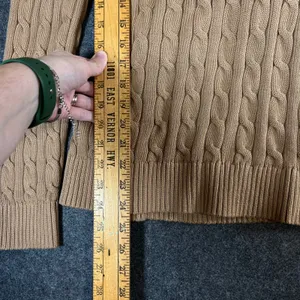 Lauren Ralph Lauren Camel Cable Knit Buckle Cardigan Sweater NWT Medium Designer thumbnail 7