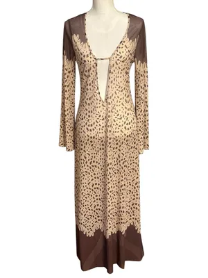 Caroline Constas New York Long Sleeve Maxi Dress Mesh Swim Coverup NWT thumbnail 4