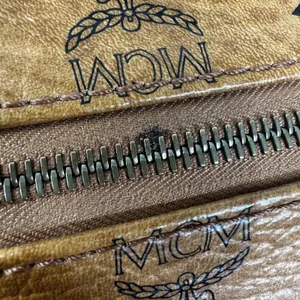 MCM Vintage Satchel Bag Womens Medium Brown Logo PVC Leather Germany Top Handle thumbnail 9