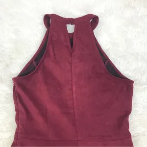 ALTAR"D STATE Burgundy Faux Suede Halter Mini Dress Size Small Sleeveless‎ Fall thumbnail 8