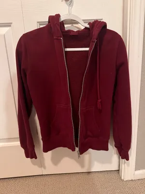 Brandy Melville Maroon Zip-Up Hoodie thumbnail 2