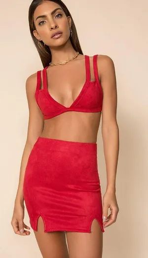superdown red mini skirt thumbnail 1