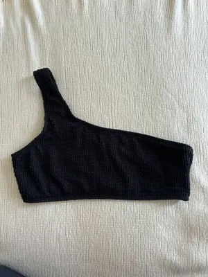 Black Ribbed One Shoulder Bikini Set Size M thumbnail 2