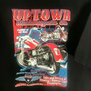 Gildan SKU23 XL Black Uptown Motorcycle Company T-Shirt Vintage Graphic thumbnail 1