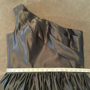 Women’s Black Satin One Shoulder Prom Party Formal Dress with Leg Slit Size 16 thumbnail 7