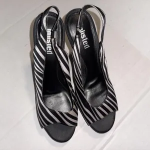 Unlisted Y2K Baddie Sandals‎ Heels Slip On Slingback Peep Toe Zebra Print Sz 9 thumbnail 7