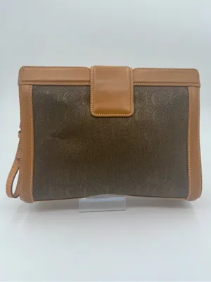 GUCCI Vintage GG Monogram Silk Jacquard Wristlet Clutch Brown thumbnail 2
