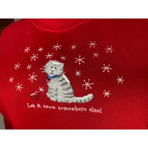 let it snow somewhere else! cat sweatshirt vintage Red Size XL thumbnail 2