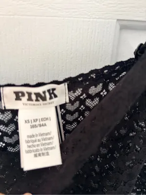 PINK Victoria's Secret Black Heart Lace Swim Cover-Up Slip thumbnail 5