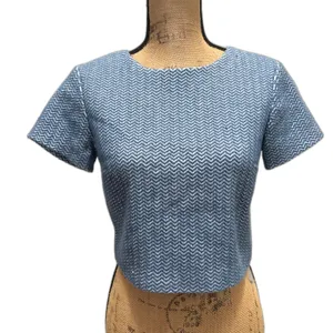Alice + Olive Sarina Chevron Print Jacquard Crop Top‎ Blue As Seen On TV Size XS thumbnail 3
