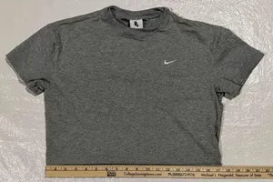 Nike Gray Embroidered Swoosh T-Shirt Women Small 100% Cotton Casual Athletic thumbnail 1
