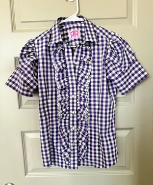 Double R by Ravi Ratan Purple gingham top thumbnail 2