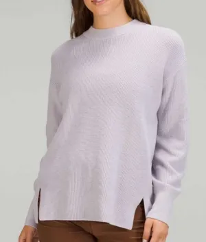 Lululemon ribbed merino wool blend lavender crewneck sweater size 6 thumbnail 1
