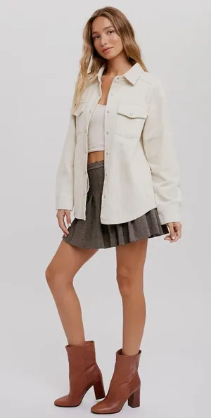 Kimberly White Corduroy Shacket thumbnail 1