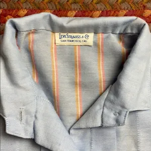 60s VTG LEVI STRAUSS STRIPE BUTTON UP LONG SLEEVE MID CENTURY thumbnail 3